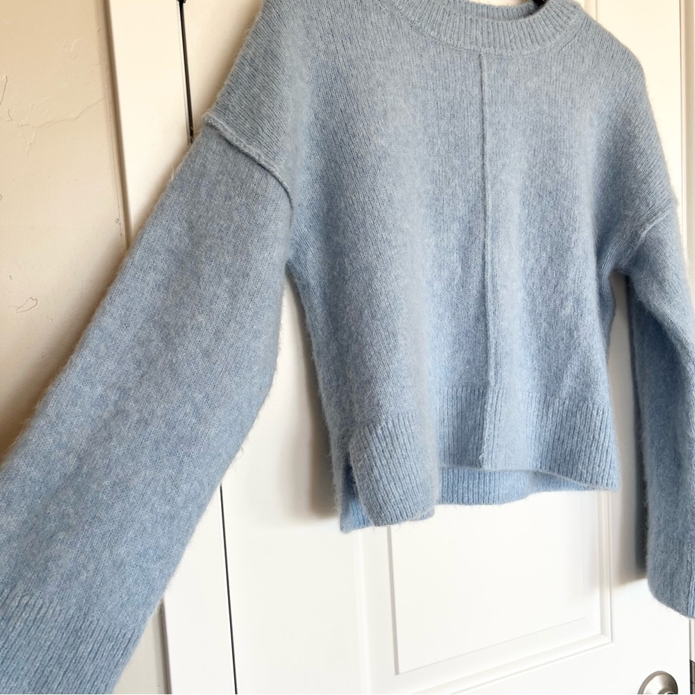 Sweaty Betty Wool and Alpaca light blue sweater Sierra pullover sweater Size 8 - Picture 2 of 9